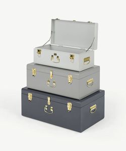 Coffre de rangement industriel rustique en fer avec poignées métalliques pour le rangement des vêtements, chambre, salon, bureau (grande capacité) - Product Image 1