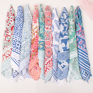 Eco-Friendly Cotton Floral Print <b>Square</b> <b>Scarf</b> Multifunctional Headband Casual Unisex Bandana Spring Summer Style - Product Image 5