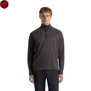 T-shirt unisexe à col montant, fermeture éclair quart de tour, maille unie, manches longues, séchage rapide, pour le sport et la course, 100 % polyester - Product Image 1