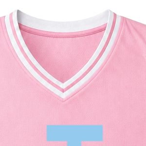 เสื้อบาสเก็ตบอลปักโลโก้ Pink JJ สำหรับผู้หญิง แบบแขนกุด คอวี แต่งขอบสีขาว สำหรับชุดทีมแบบสั่งทำ - Product Image 2