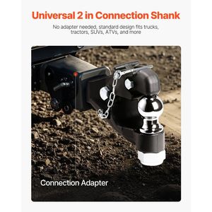 Gancio di traino con capacità di carico di 16000 libbre, combinazione gancio ricevitore da 2 pollici e sfera di traino da 2 pollici per 2 ganci di traino - Product Image 3