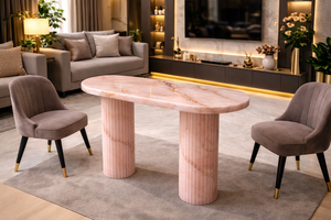Luxury Pink Onyx <b>Console</b> <b>Table</b> Pedestal Natural Stone Center <b>Table</b> Handmade Designer Living Room Furniture & Home Decor - Product Image 3