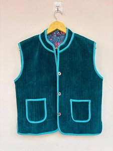 Handmade Suzani Velvet Sleeveless Vest Floral Pattern Single Button Closure Vintage Style <b>Women's</b> Outerwear Rajasthan - Product Image 1