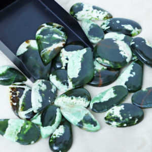 Calcedonia cromada natural, cabujones de base plana, lote al por mayor, diseño de formas redondas y mixtas de pera, para la fabricación de joyas de plata y latón. - Product Image 4