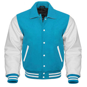 Veste universitaire en laine de haute qualité personnalisée pour hommes, hiver, style baseball, avec décoration en fourrure, manches en cuir, grandes tailles - Product Image 6