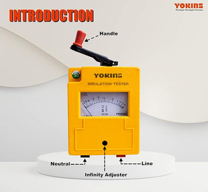Testeur d'isolation analogique professionnel Yokins à commande manuelle haute précision 1000V 200M |   5% |   Protection IP55 |   Très résistant |   1 an - Product Image 1