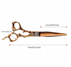 "Premium Gold-Plated Hair Cutting and Styling Scissors <b>Set</b> with Thinning Shears Straight Razor & Case - Product Image 4