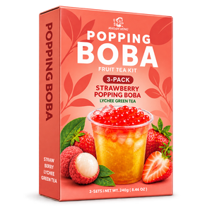 Kit de thé aux fruits instantané Madam Hong Popping Boba, boîte de 3 paquets avec saveurs de fruit de la passion et de mangue - Product Image 2
