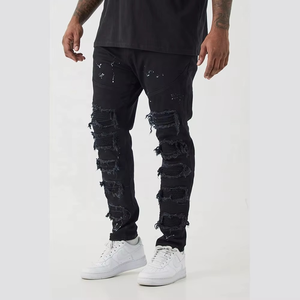 Jean Skinny Homme en Denim Extensible Déchiré Personnalisé, Taille Mi-Haute, Style Évasé, Nouveau Design Tendance, Vente Chaude en Gros - Product Image 4