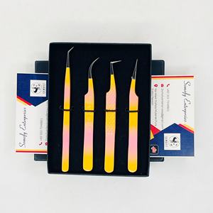 Pinces à épiler professionnelles en acier inoxydable à marque privée, anti-magnétiques, à pointe arrondie, lisses, précises, durables, de haute qualité, 10 mm - Product Image 1