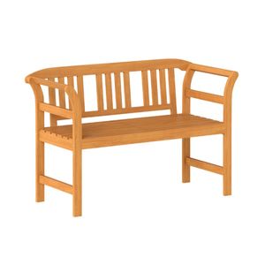 Panca da Esterno in Legno di Acacia per 2 Persone, 119,38 x 50,80 cm, Capacità 800 libbre, Divanetto da Patio con Schienale Geometrico, Finitura Naturale, per Hotel - Product Image 2
