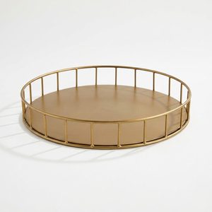 Bandeja de Alambre Kanara Dorada Antigua, Decoración de Hierro Hecha a Mano para Hogar, Hotel, Boda - Estilo Artístico Floral, 30 cm, Regalo para Mesa - Product Image 1