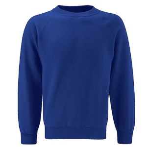 Heavyweight Custom Royal Blue Raglan Crewneck Sweatshirt School Uniform Fleece Cotton Polyester <b>Pullover</b> Blank Kids Unisex - Product Image 5