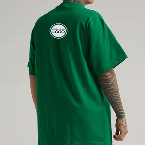 Camisetas de hombre al por mayor, de corte holgado y peso pesado, con cuello acanalado 1x1 grueso, personalizables con serigrafía, prendas oversize lisas a granel. - Product Image 1