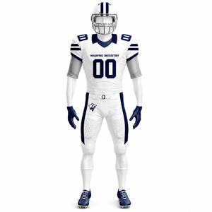 White & Navy American Football Uniform Set Custom Team Jersey & Pants Breathable Pro Quality Sports Wear for Men Youth - Product Image 1