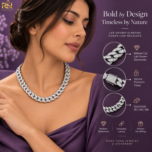 Collar de Cadena Cubana con Diamantes Cultivados en Laboratorio con Corte Brillante |   Collar de Oro Macizo de 9K, 14K, 18K con Incrustaciones de Diamantes, Joyería Fina, Diseño Audaz - Product Image 5