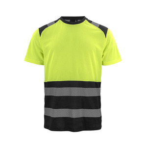 Camiseta de Manga Raglán a Rayas Amarillas y Negras de Alta Visibilidad para Hombre EKIN'IMPEX, Cuello Redondo, Tejido de Punto de Secado Rápido, Estilo Ropa de Trabajo - Product Image 2