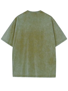 High Quality Acid Wash 100% Cotton T-<b>Shirt</b> Men Custom Logo Printed Solid Pattern Knitted Fabric <b>Oversized</b> Short Sleeve Casual - Product Image 5