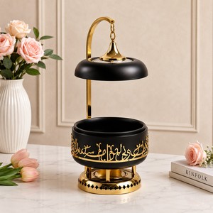 Premium Decorative Serving Dish Crafted With Matte <b>Black</b> Finish Stunning Golden Arabic Calligraphy Durable Metal Elegant Frame - Product Image 2
