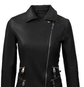 premium Style Classic Look Durable Slim Fit Comfortable Women Leather Jacket Durable Outerwear Material Women Leather Jacket - Product Image 2