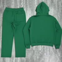 Ensemble de survêtement décontracté personnalisé avec fermeture éclair, effet vieilli, strass, 100 % coton, pantalon de survêtement ample et sweat à capuche, style streetwear, effet délavé