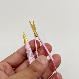 Pince à épiler à pointe fine pour sourcils en acier inoxydable, pince cosmétique pour l'épilation avec ciseaux extra-affûtés, couleur rose avec logo personnalisé - Product Image 3