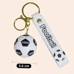 Porte-clés et anneaux porte-clés ronds en plastique créatifs imprimés UV, motif ballon de football tendance, pour cadeaux promotionnels - Product Image 3