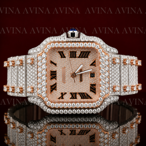 Reloj de Lujo con Incrustaciones de Moissanita Estilo Hip Hop para Hombre |   Reloj de Pulsera Mecánico Automático con Números Romanos y Diamantes - Product Image 4