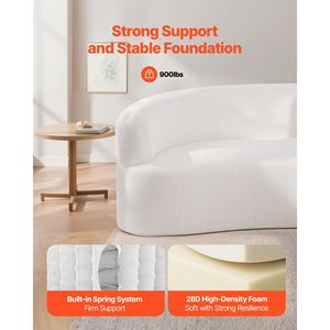 Divano Sezionale Moderno di Lusso 112\" Cloud Plush con 4 Cuscini, Seduta Profonda Oversize, Modulare Curvo in Tessuto Corduroy, Non per Soggiorno - Product Image 3