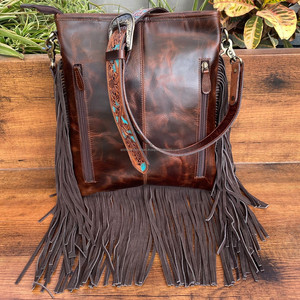 Bolso bandolera de cuero de vaca a mano de estilo occidental con flecos, bolsos de hombro de lujo de diseñador de moda para mujer - Product Image 5