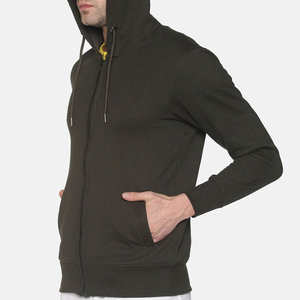 Sweat à capuche zippé vert olive pour homme, veste en polaire décontractée, streetwear d'hiver - Product Image 3