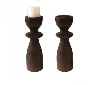 Juego de Portavelas de Madera de Estilo Minimalista, Color Verde Azulado, Forma Cilíndrica, Decoración del Hogar, Diseño Duradero - Product Image 1