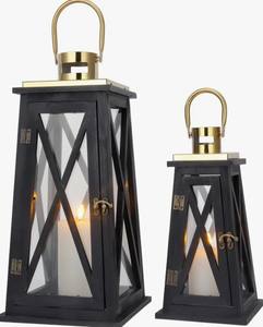 Farol Cuadrado de Madera Hecho a Mano con Tapa Metálica, Portavelas Antiguo para Decoración del Hogar, Bodas, Navidad y Pascua - Product Image 1