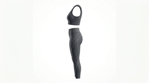 Active Wear Women's Yoga Set Breathable Solid Plus Size High Quality 2-Piece Full Sleeve <b>Top</b> Elastic Waist Front Logo Reversible - Product Image 3