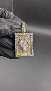 Luxury Moissanite Diamond <b>Initial</b> Letter Pendant Yellow Gold Square Halo Hip Hop Statement <b>Necklace</b> Fine Jewelry Gift - Product Image 2