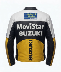 Veste de course en cuir de vachette Zuzuki Professional pour homme, sur mesure, pour la conduite sur circuit, avec protection dorsale niveau 2 CE - Product Image 2