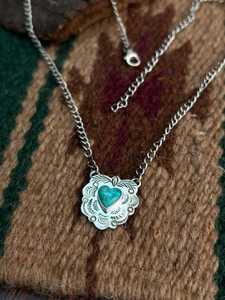 Heart Collection Kingman Turquoise <b>Necklace</b> Sterling Silver Handmade Southwestern <b>Boho</b> Statement Jewelry Gift for Her - Product Image 4