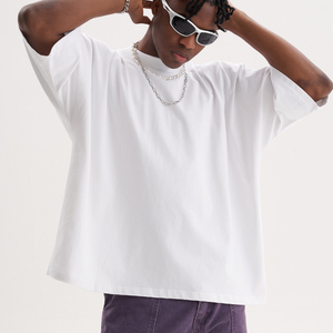 Oversized Streetwear Boxy Fit <b>T</b>-<b>shirts</b> Men Custom logo 100% Cotton Thick <b>Collar</b> Seamless Eco-Friendly Quick Dry Breathable 200g - Product Image 6