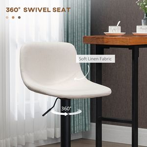 Set di 4 Sgabelli da Bar Imbottiti Bianco Crema Girevoli con Altezza Regolabile per Bancone Cucina - Product Image 6