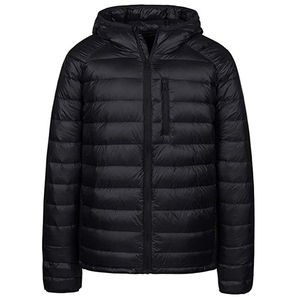 Chaqueta Acolchada con Capucha Azul para Hombre, Cortavientos, Rellena de Plumón, Cierre de Cremallera, Abrigo Casual de Invierno, Corte Regular, Color Sólido, Exterior de Poliéster - Product Image 3