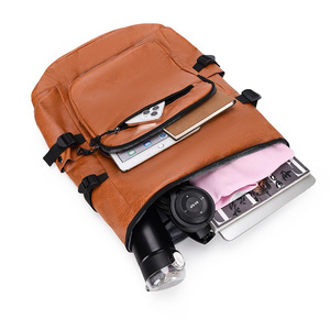OEM Custom Genuine <b>Leather</b> Look <b>Laptop</b> <b>Backpack</b> Waterproof Travel Daypack Large Capacity School <b>Backpack</b> - Product Image 5