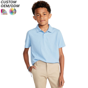 Polo d'été pour garçons, uniformes d'extérieur, vente en gros, pas cher, t-shirt pour enfants à manches courtes en polyester/coton tricoté respirant à rayures - Product Image 4