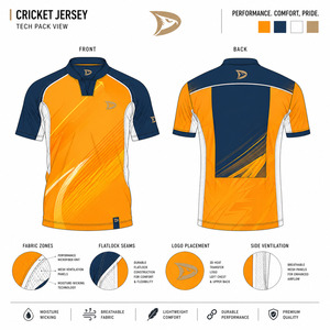 Men Sublimated Team Uniform Breathable <b>Polyester</b> Performance Cricket <b>Shirt</b> with Logo OEM Sportswear - Product Image 6