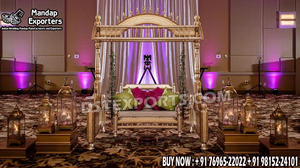 Decoración de columpio de lujo para bodas al aire libre, columpio Maharaja con acabado dorado y paneles de fondo para bodas. - Product Image 5