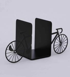 New design Bicycle bookends metal matte black PWD iron bookend set decorative bike book holder modern bookshelf organizer - Product Image 4