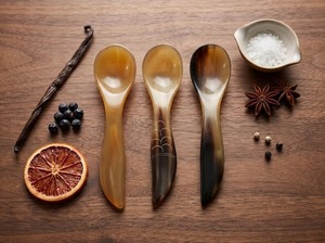 High Quality Brass Round Horn Spoon for Home Hotel & Restaurant Use Wedding Baby Soup Dessert Art Deco Industrial Design - Product Image 5