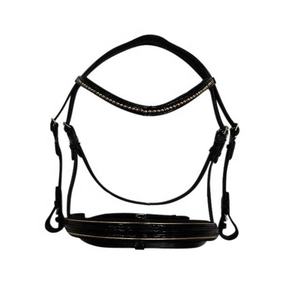 Bride de cheval de bande de front de perle de cuir de brevet. - Product Image 1