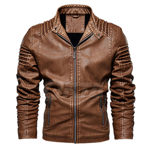 Veste en cuir pour homme personnalisée, très vendue, de haute qualité, style décontracté très populaire avec motif uni, logo sur le devant, fermeture éclair - Product Image 5