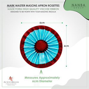 Masonic Mark Member Rosette Typically Used On Aprons and Sashes, Featuring Red and Teal <b>Ribbon</b> Design - Product Image 3