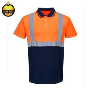 Camiseta Polo de Seguridad Unisex de Alta Visibilidad ANSI Clase 1 con Cintas Reflectantes LED, 100% Poliéster Malla, Manga Corta, Ropa de Trabajo - Product Image 2